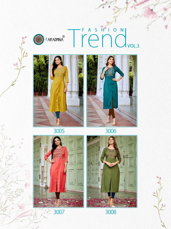 Aradhna Fashion Trend 3 Stylish Fancy Wear Wholesale Designer Kurtis